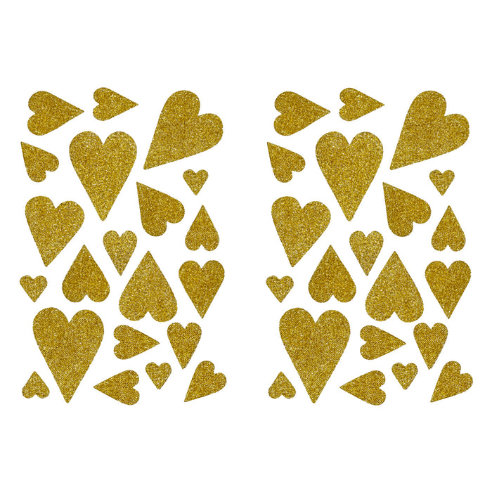 42 Herz Aufkleber Herzen Sticker Set mit Glitzer Scrapbooking Geburtstag Valentinstag - gold