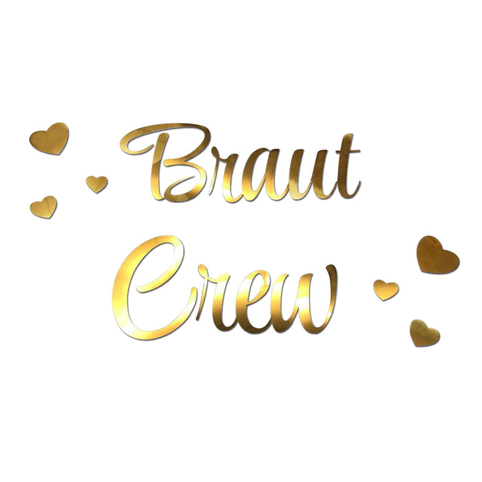 Bügelbild Braut Crew + Herzen für JGA Junggesellinnenabschied Hochzeit - gold