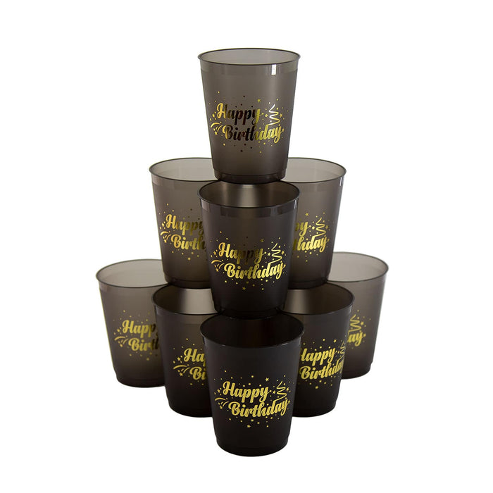 Happy Birthday Becher Set Trinkbecher Partybecher Geburtstag Kindergeburtstag Party schwarz gold