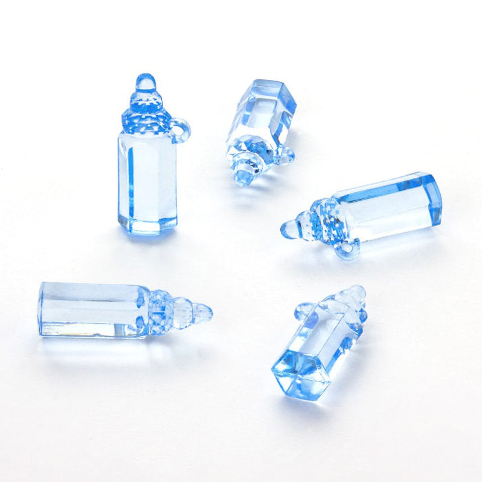 10 Mini Fläschchen blau Baby Dekoration Taufe