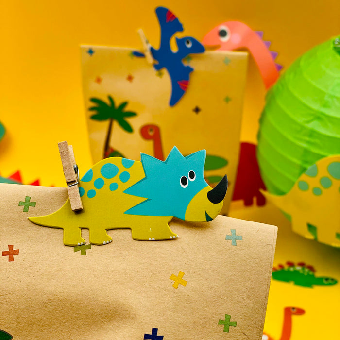 Dino Deko Set Kinder Geburtstag Jungs Kinderzimmer - Dinosaurier Girlande + Geschenktüten + Konfetti