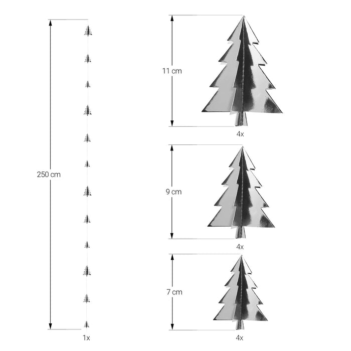 3D Tannenbaum Deckenhänger Weihnachtsbaum Girlande Deko für Weihnachten Winter Weihnachtsdeko - silber