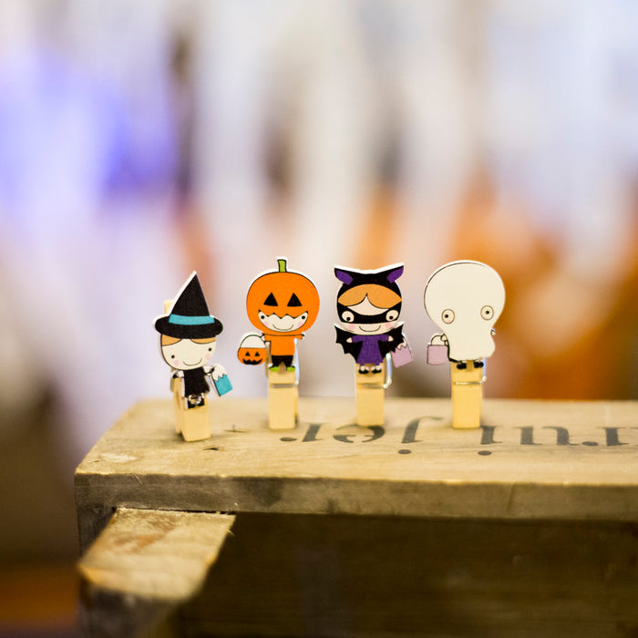 10 Mini Wäscheklammern Holz Miniklammern Deko Klammern - Halloween 2