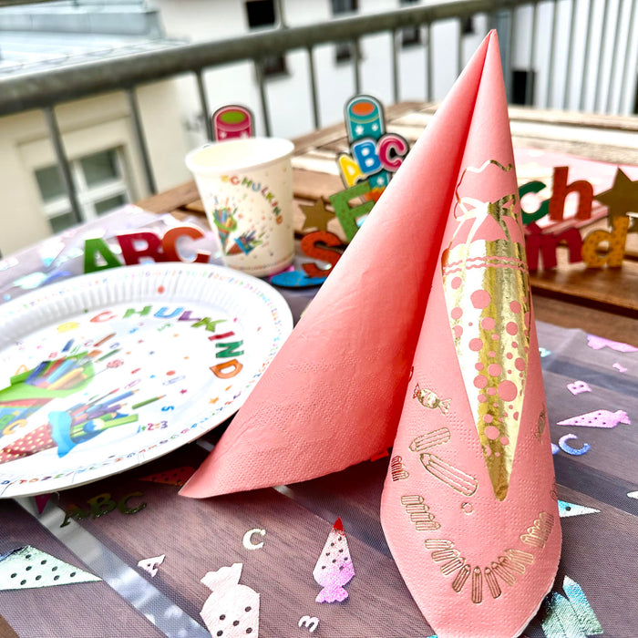 20 Servietten für Schuleinführung Schulanfang Einschulung Deko Schulkind ABC Zuckertüten Luftballons