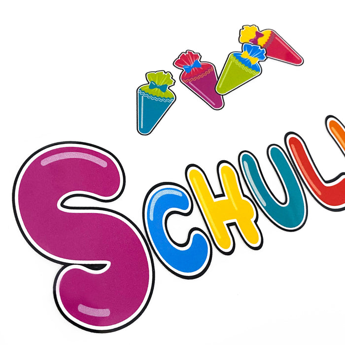 Bügelbild Schulkind + Zuckertüten Aufbügelbild für Schuleinführung Einschulung Mädchen und Jungs