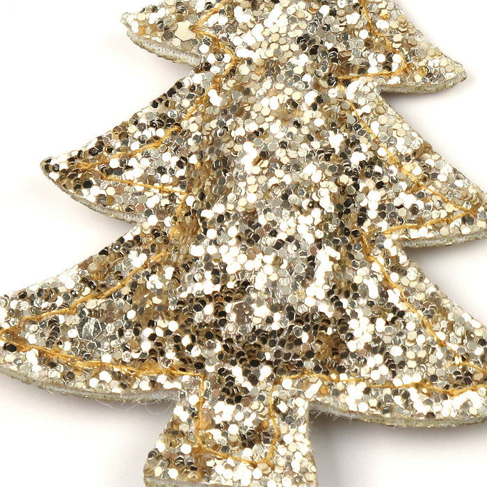 2er Set Tannenbaum Anhänger Weihnachten Glitzer Aufhänger Deko für Advent Weihnachtsdeko Baumschmuck - gold