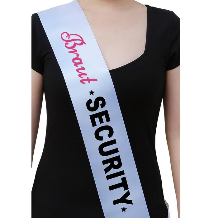 Schärpe Braut Security JGA Junggesellinnenabschied Hen Party weiß