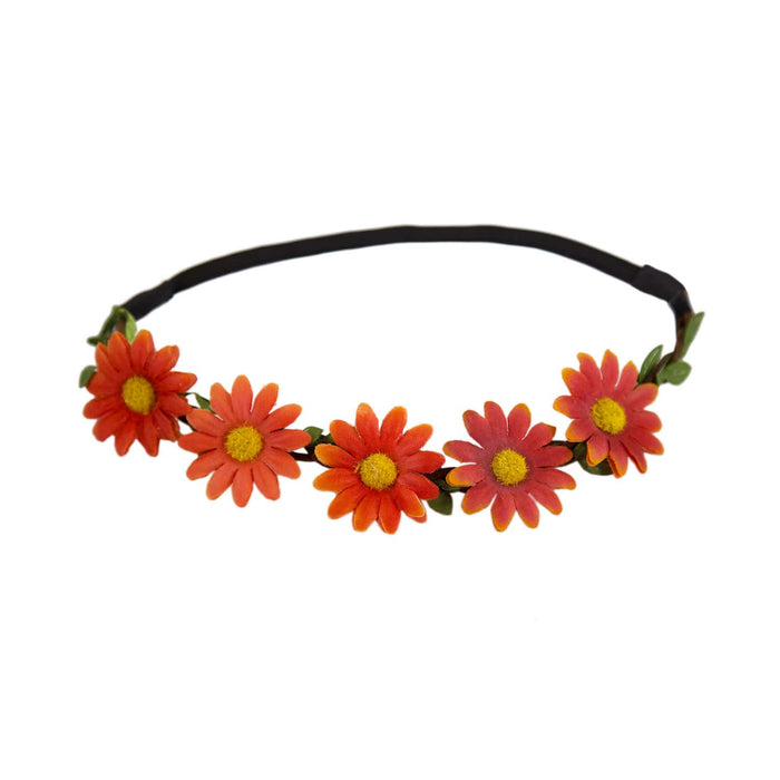 Blumen Haarband Stirnband Haarschmuck Bohemia Kopfschmuck Blumenkranz - orange