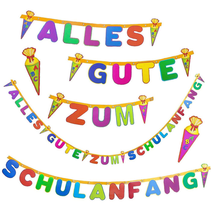 Schuleinführung Schulanfang Einschulung Deko Set - Alles Gute zum Schulanfang Girlande + Luftballons + Servietten