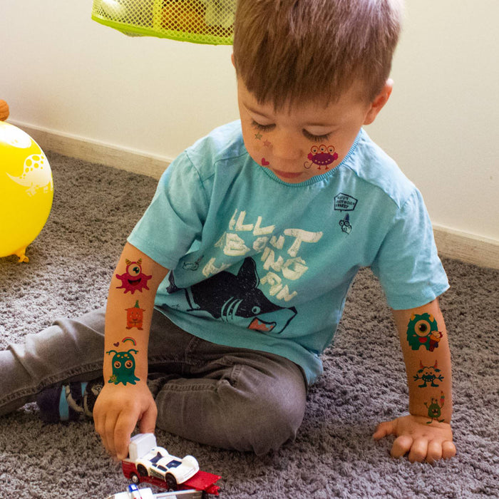 Temporäre Klebetattoos Kinder Tattoo Set - ca. 60 Monster Tattoos