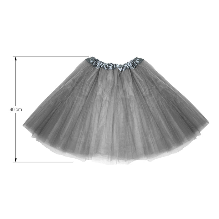 Tutu Tütü Damen Rock grau Tüllrock Unterrock Kostüm Accessoire für Fasching Karneval 60 cm - 116 cm