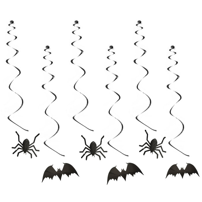 6 Halloween Girlande Spinnen & Fledermaus Deckenhänger