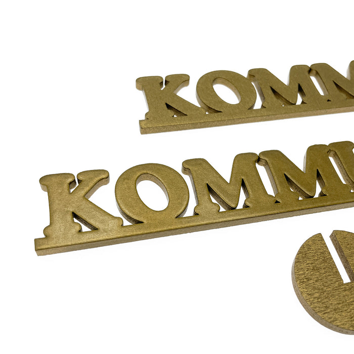 Schriftzug Kommunion aus Holz 2er Set als Tischdeko für Kommunion Deko Dekoration Junge Mädchen - gold