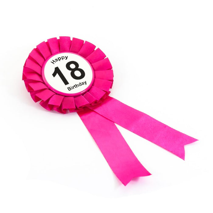 Brosche Button 18. Geburtstag Happy Birthday Abzeichen - pink