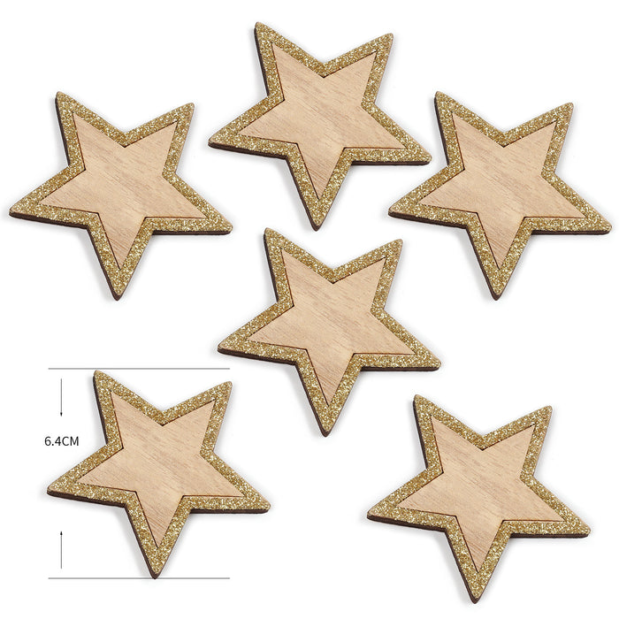 Holz Sterne 6er Set Holzdeko Holzstern Glitzernd Dekosterne für Weihna — Oblique Unique