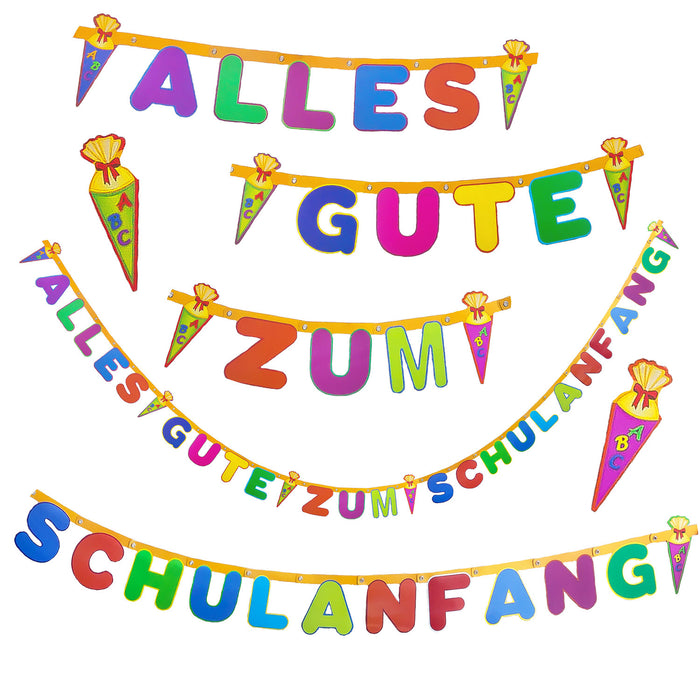 Schuleinführung Schulanfang Einschulung Deko Set - 2 Girlanden + Luftballons + Konfetti Set