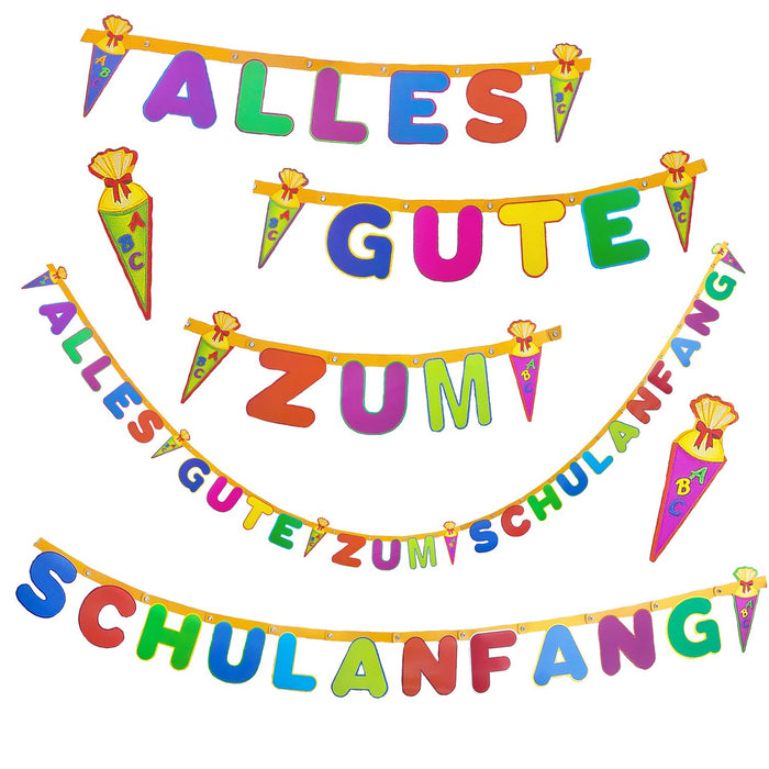 Schuleinführung Schulanfang Einschulung Deko Set - Zuckertüte Folienballon + Girlande + Konfetti