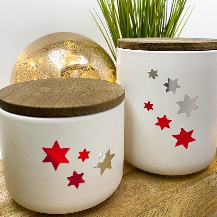 86 Sterne Sticker Stern Aufkleber für Weihnachten Weihnachtsdeko Geschenkdeko Basteln Glänzend - rot