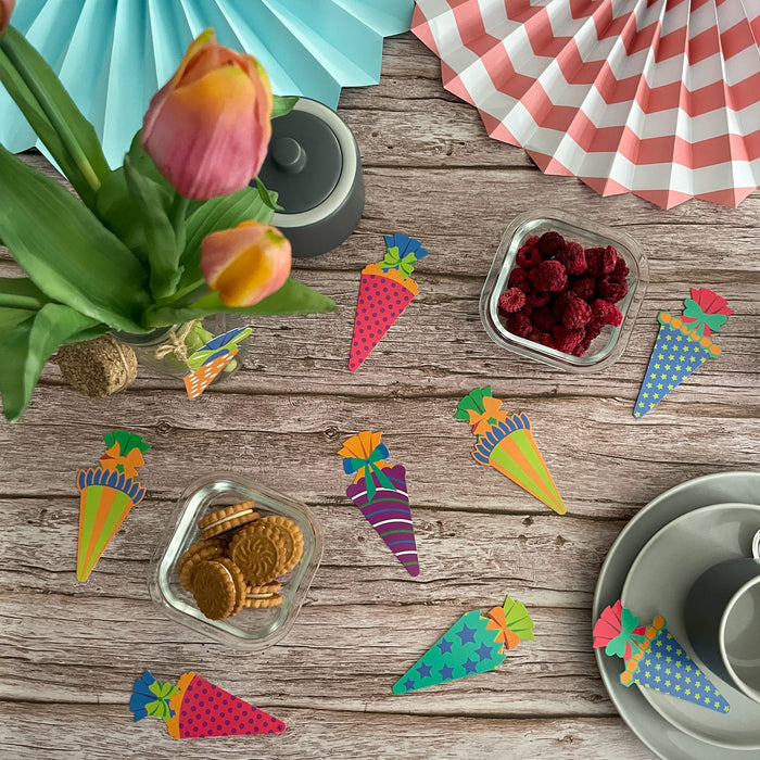 Schuleinführung Schulanfang Einschulung Deko Set - Schulkind Folienballon + ABC 123 Luftballons + 2 Girlanden + Konfetti Set