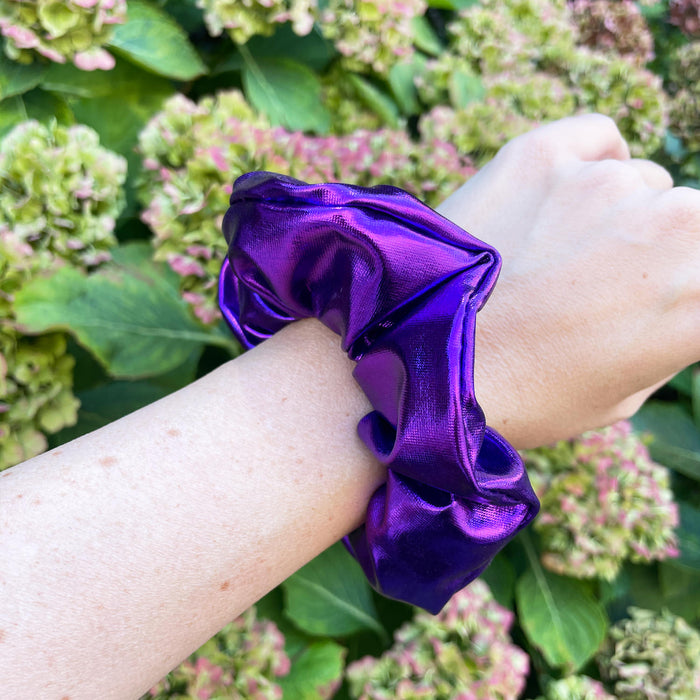 Scrunchie Haargummi Zopfgummi Haarband für Mädchen Damen 80er Jahre 80s Motto Kostüm Party - lila