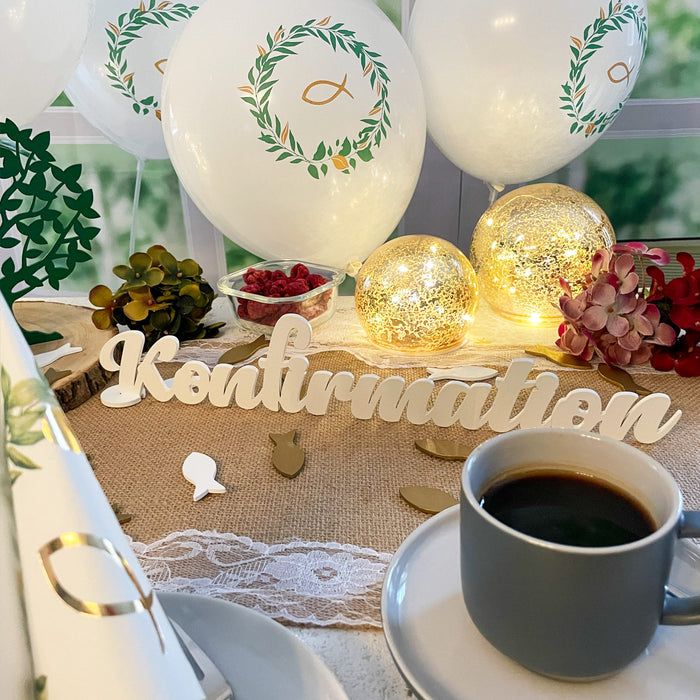 Schriftzug Konfirmation aus Holz als Tischdeko für Konfirmation Deko Dekoration Junge Mädchen - weiß