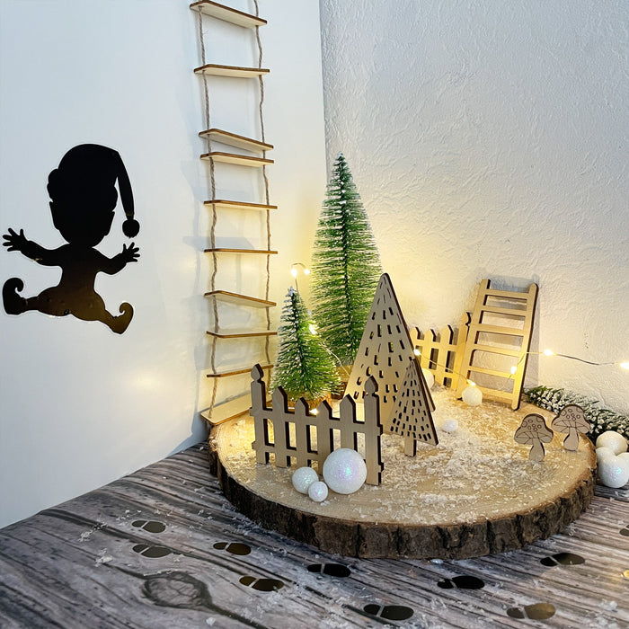 Wichtel Leiter aus Holz zum Aufhängen DIY Deko Dekoration für Wichteltür Weihnachten Advent zum Basteln