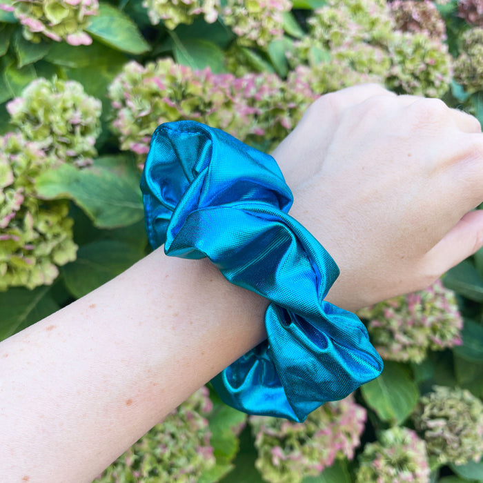 Scrunchie Haargummi Zopfgummi Haarband für Mädchen Damen 80er Jahre 80s Motto Kostüm Party - türkis