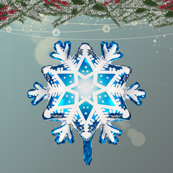 3D Folienballon Schneeflocke winterliche Deko für Weihnachten Advent Motto Party - Hängedeko zum Aufhängen & Dekorieren