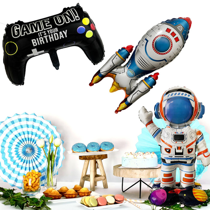 3D Folienballon Rakete für Jungen und Mädchen als Deko zum Kindergeburtstag Motto Party Hängedeko