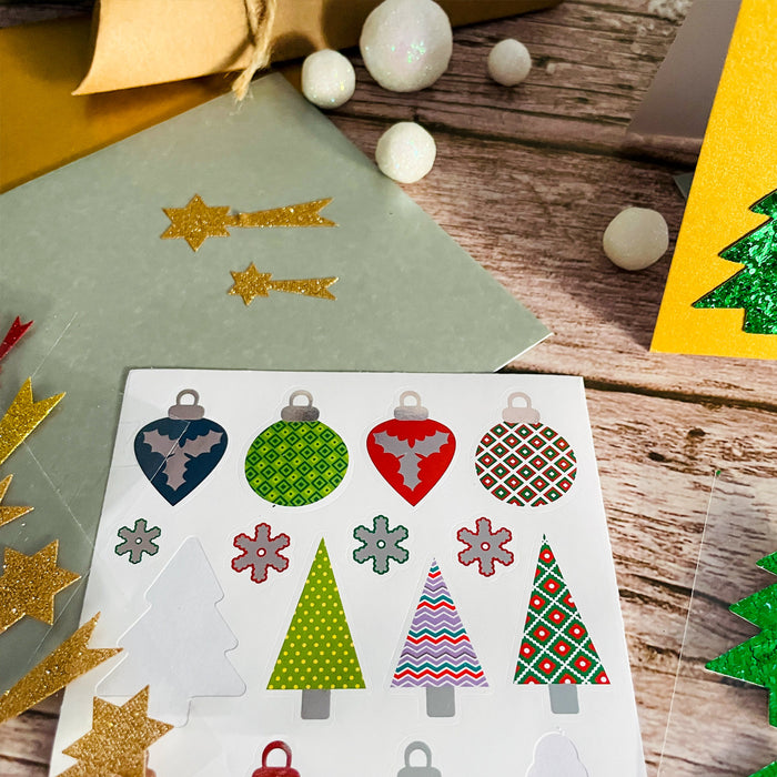 Weihnachts Sticker Kugel Baum Schneeflocke Aufkleber zum Verzieren Scrapbooking Basteln für Advent Weihnachten