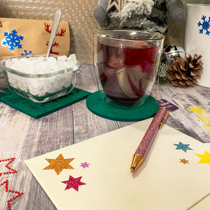 68 Sterne Sticker Aufkleber Glitzernd für Weihnachten Weihnachtsdeko Weihnachtssterne - helllila