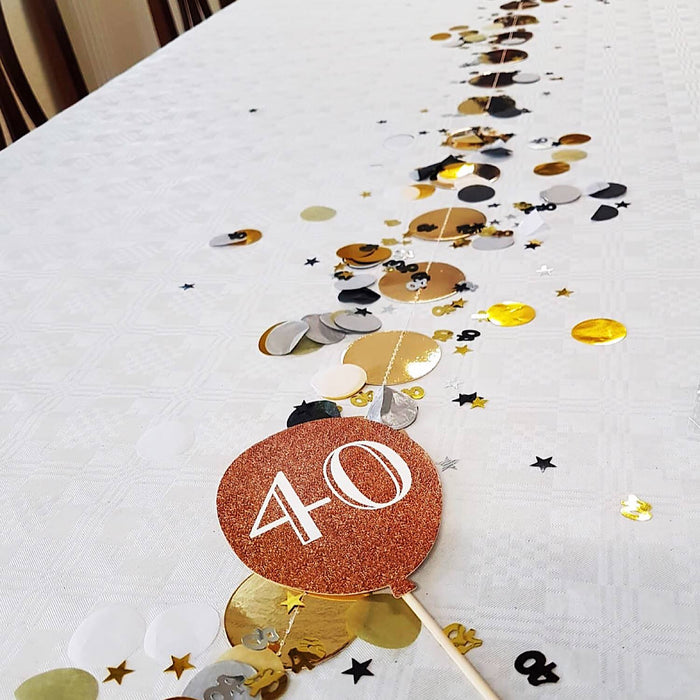 Kreis Girlande Banner Geburtstag Hochzeit JGA Babyshower Party Deko - gold schwarz weiß