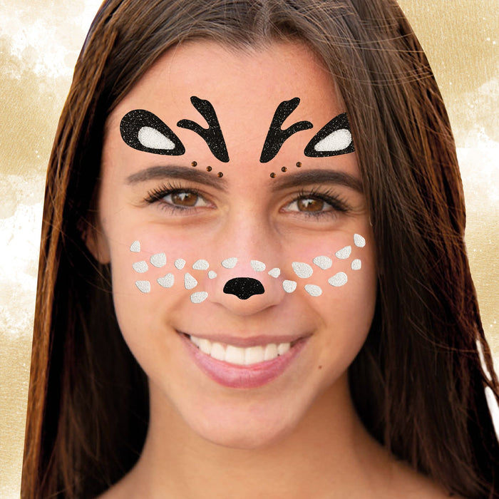 Rentier Gesicht Sticker Set Tiergesicht Aufkleber für Fasching Karneval Geburtstag Kinder Motto Party