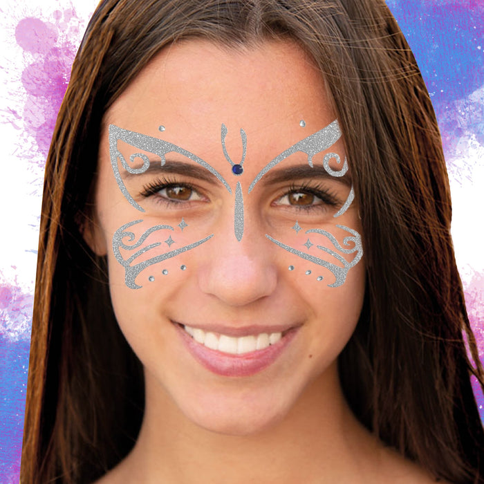 Schmetterling Gesicht Sticker Set Tiergesicht Aufkleber für Fasching Karneval Geburtstag Kinder Motto Party