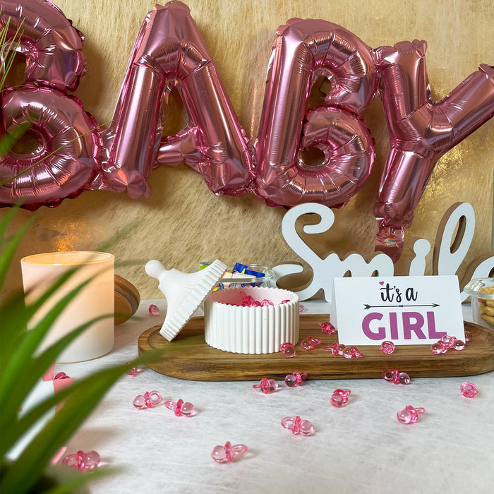 100 Mini Schnuller rosa Tischdekoration Streudeko Taufe Geburt Dekoration Baby Shower