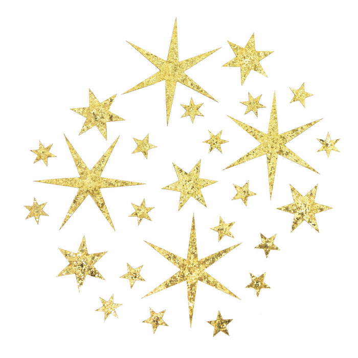 24 Sterne Sticker mit Pailletten Stern Aufkleber Glitzernd Weihnachtsdeko Deko Weihnachten - gold