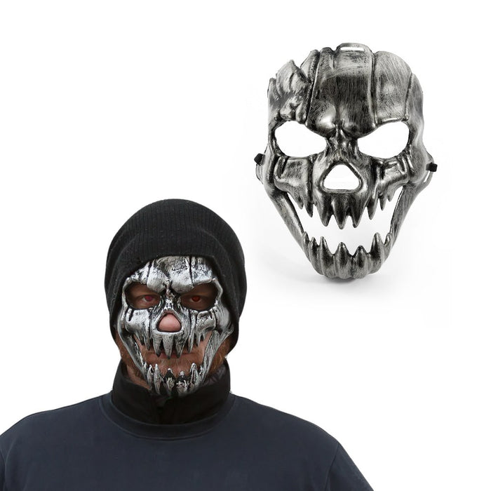 Maske Totenkopf Schädel metallisch Halloween Fasching Karneval -silber