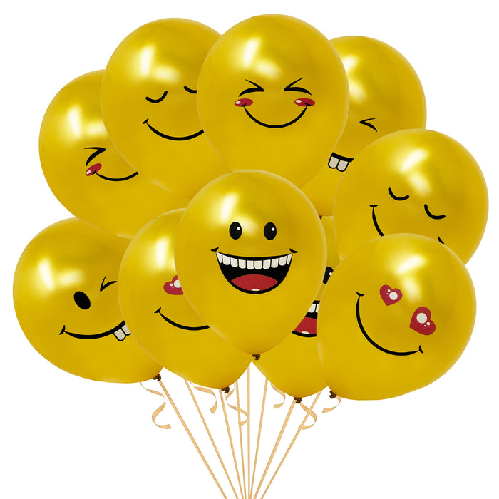 Smiley Luftballon Set 10 Stk. Ballons für Jungs und Mädchen Kinder Geburtstag Schuleinführung Schulanfang