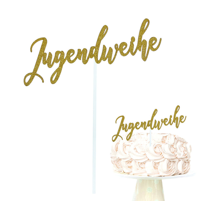 Jugendweihe Torten Topper Glitzernd gold für Jugendweihe Party Dekoration Jugendweihedeko Kuchendeckel