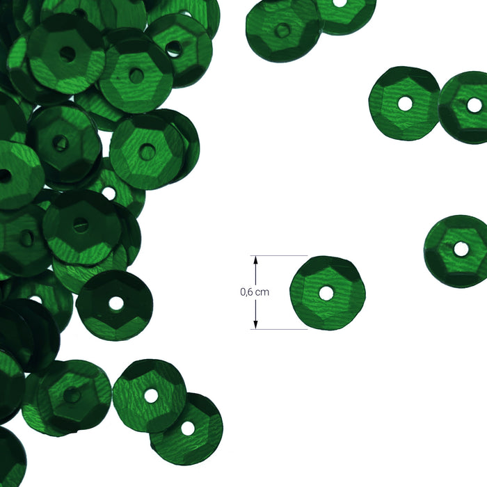 1400 Pailletten Konfetti gewölbt 6 mm zum Dekorieren und Basteln - dunkelgrün matt