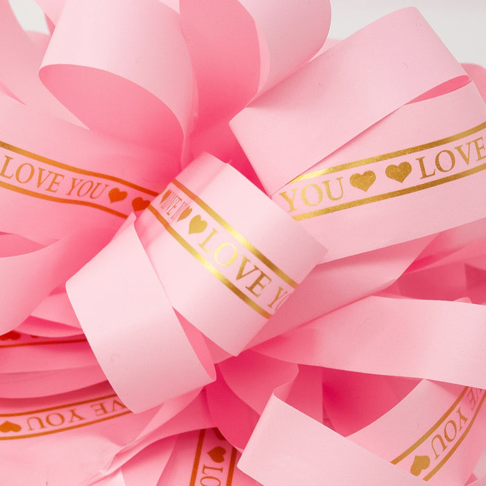 Geschenkschleife mit Geschenkband Aufschrift Love You Deko Schleifen Geschenke Valentinstag - rosa