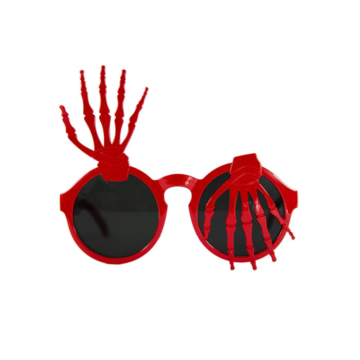 Skelett Hand Brille Spaßbrille Gagbrille Partybrille Sonnenbrille Halloween Party Fasching Karneval rot