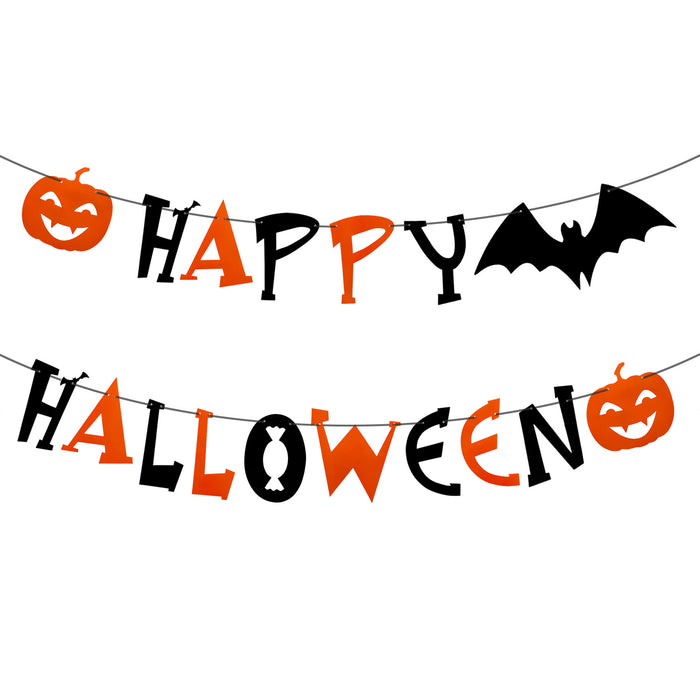 Happy Halloween Girlande Horror Hänge Dekoration Banner für Halloween Fasching Karneval Grusel Motto Party