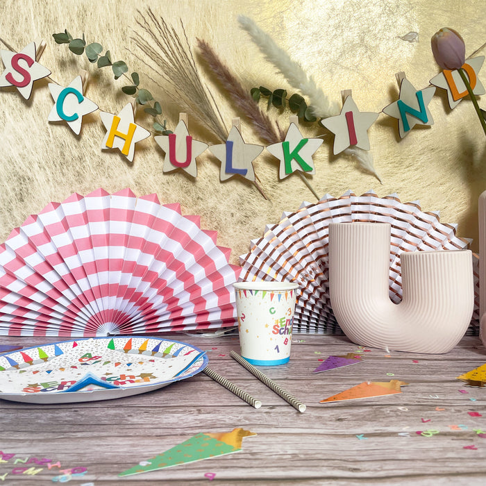 Schulkind Stern Girlande mit Holz Klammern Hänge Deko Banner für Schuleinführung Einschulung Jungs Mädchen Schule