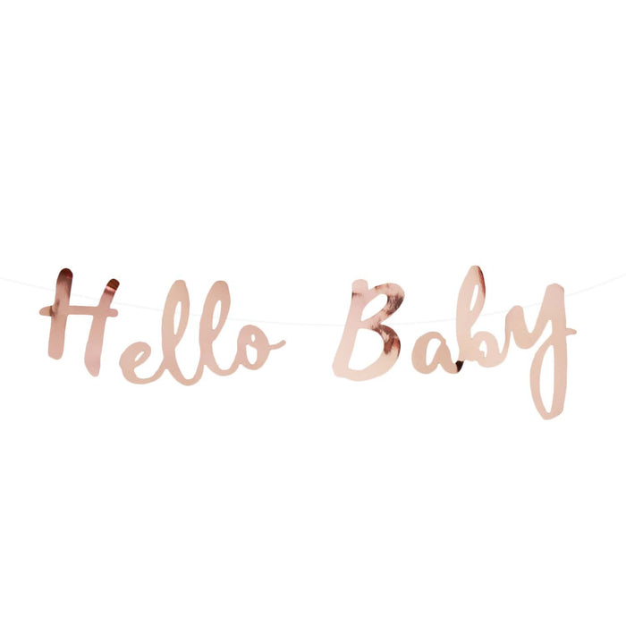 Hello Baby Girlande Banner für Baby Shower Baby Party Deko - roségold