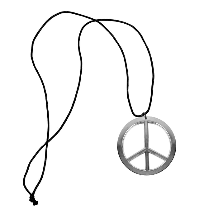 Hippie Peace Kette 60er 70er Jahre Flower Power Halskette Kostüm Accessoire für Fasching Karneval Motto Party