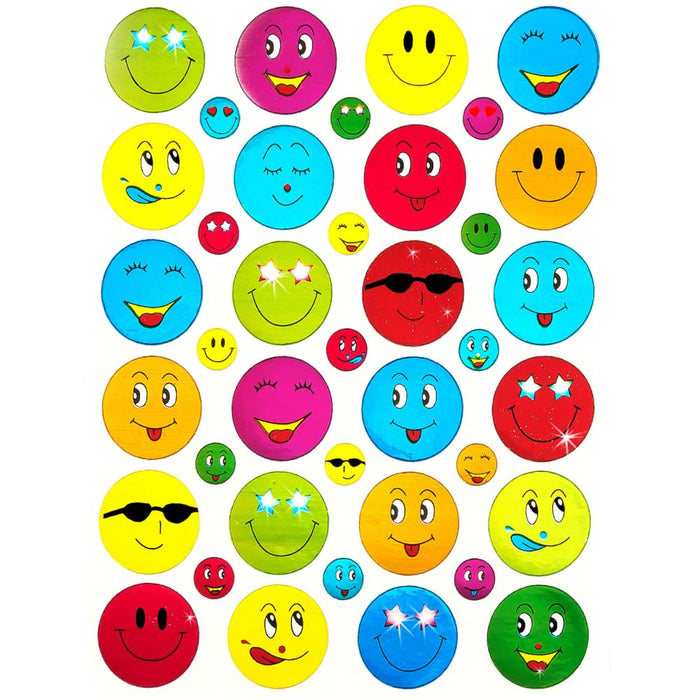 390 Smiley Sticker Aufkleber Face Lächeln Smily Scrapbooking - bunt