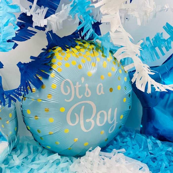 Folien Luftballon It's a Boy! Folienballon für Baby Shower Party Deko Geburt Junge rund - blau