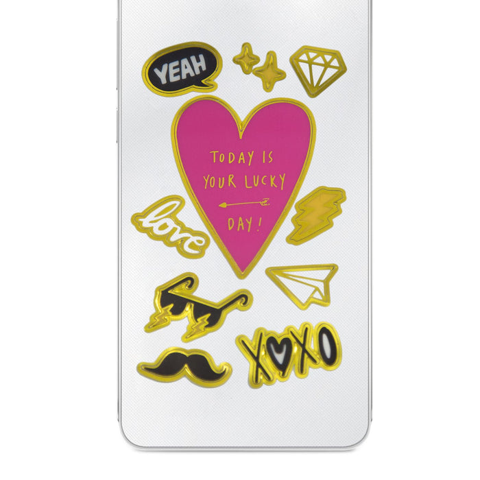 Handy Sticker Smartphone Hülle Aufkleber Today Is Your Lucky Day XOXO Herz uvm.