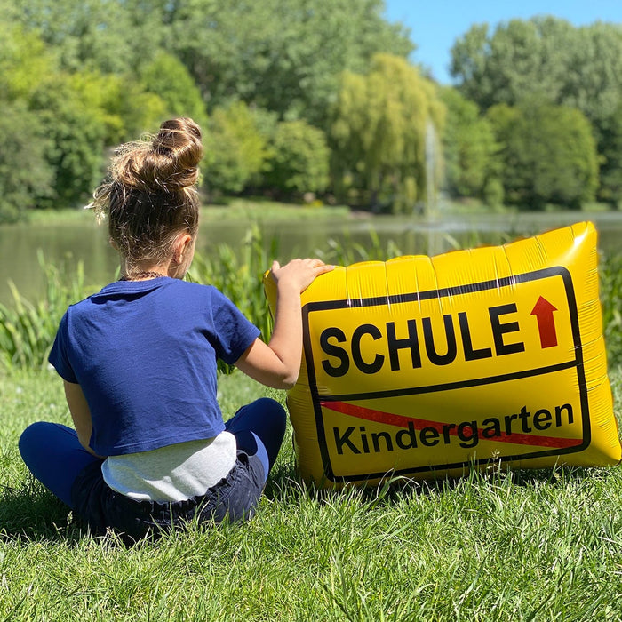 Schuleinführung Schulanfang Einschulung Deko Set - Alles Gute zum Schulanfang Girlande + Ballon + Konfetti